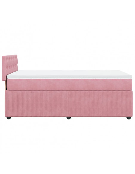 Giroletto a Molle con Materasso Rosa 90x200 cm in Velluto