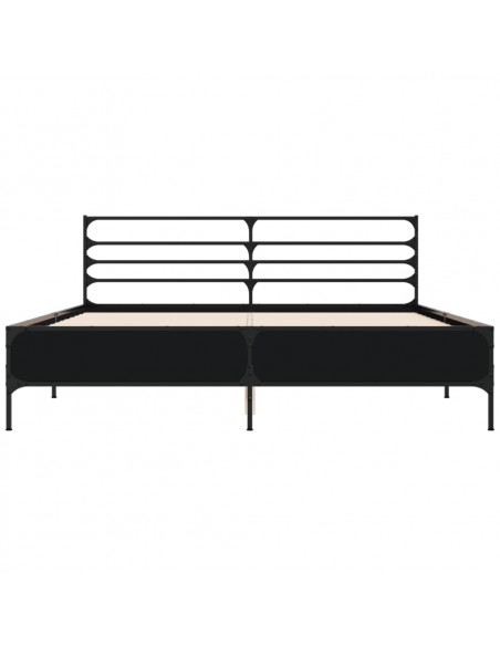 Giroletto Nero 160x200 cm in Legno Multistrato e Metallo