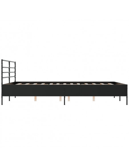 Giroletto Nero 160x200 cm in Legno Multistrato e Metallo
