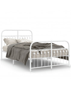 Giroletto con Testiera e Pediera Metallo Bianco 120x200 cm 2