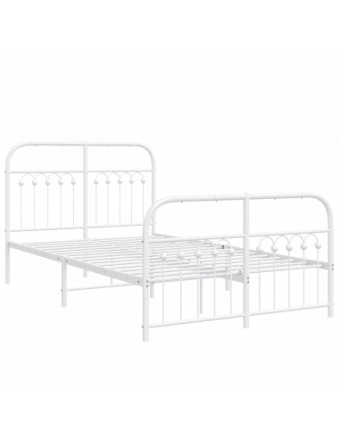 Giroletto con Testiera e Pediera Metallo Bianco 120x200 cm