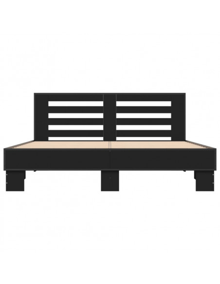 Giroletto Nero 160x200 cm in Legno Multistrato e Metallo