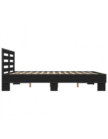Giroletto Nero 160x200 cm in Legno Multistrato e Metallo