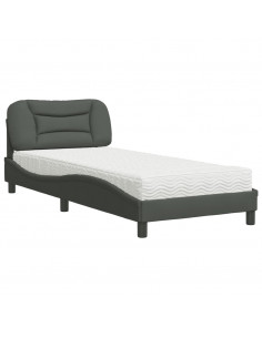 Letto con Materasso Grigio Scuro 80x200 cm in Tessuto 2