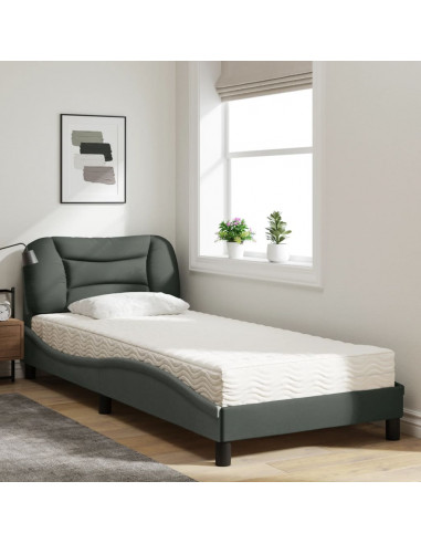 Letto con Materasso Grigio Scuro 80x200 cm in Tessuto