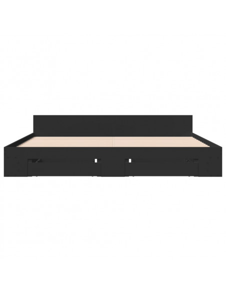 Giroletto con Cassetti Nero 180x200 cm in Legno Multistrato