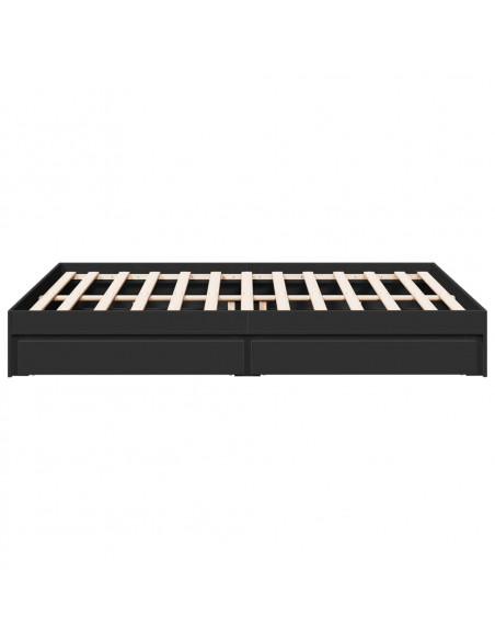 Giroletto con Cassetti Nero 150x200 cm in Legno Multistrato