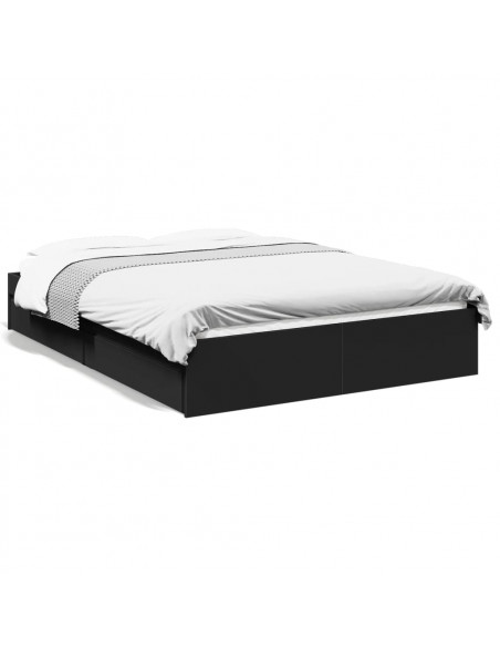Giroletto con Cassetti Nero 135x190 cm in Legno Multistrato