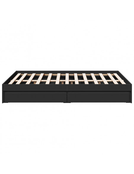 Giroletto con Cassetti Nero 120x190 cm in Legno Multistrato