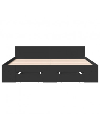 Giroletto con Cassetti Nero 120x190 cm in Legno Multistrato