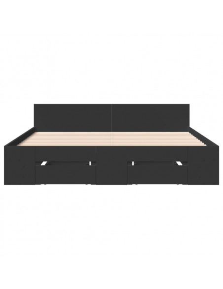 Giroletto con Cassetti Nero 120x190 cm in Legno Multistrato