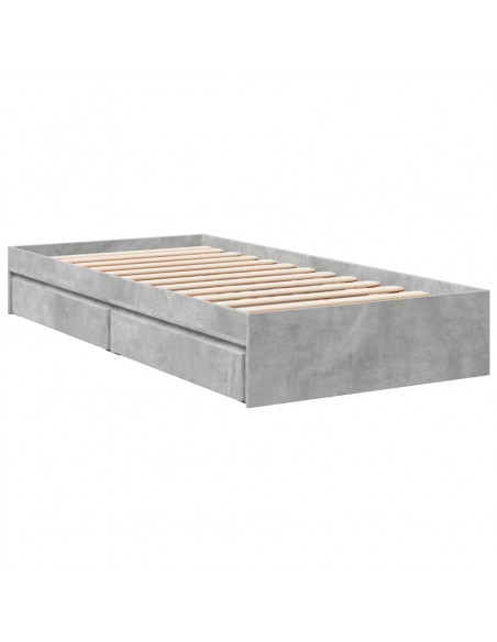 Giroletto Cassetti Grigio Cemento 90x190 cm Legno Multistrato