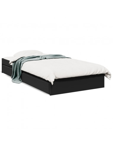 Giroletto con Cassetti Nero 100x200 cm in Legno Multistrato