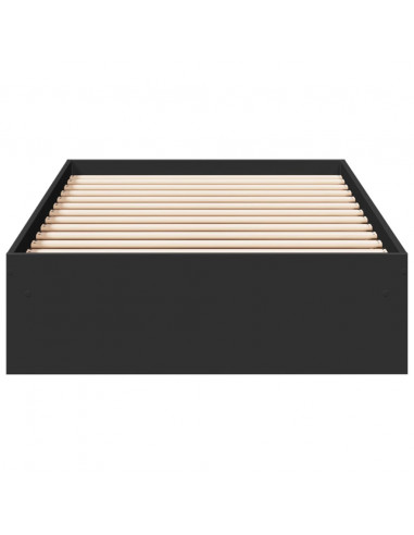 Giroletto con Cassetti Nero 100x200 cm in Legno Multistrato