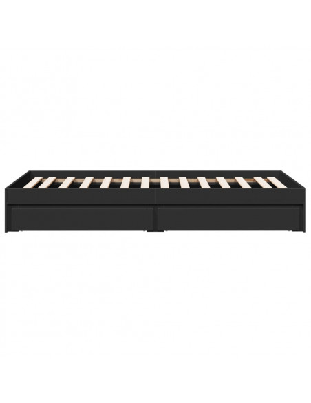 Giroletto con Cassetti Nero 100x200 cm in Legno Multistrato