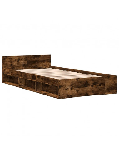 Giroletto con Cassetto Rovere Fumo 100x200 cm Legno Multistrato