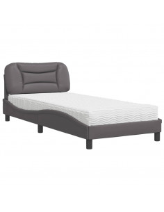 Letto con Materasso Grigio 90x190 cm in Similpelle 2