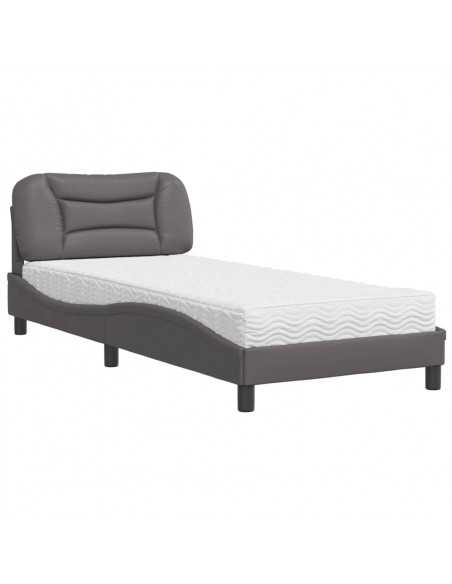 Letto con Materasso Grigio 90x190 cm in Similpelle