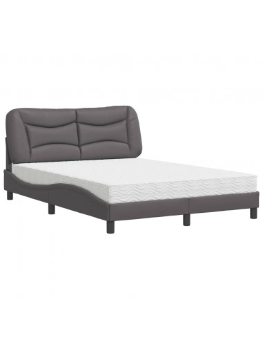 Letto con Materasso Grigio 140x190 cm in Similpelle