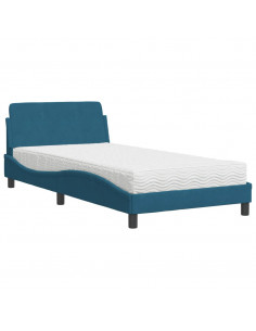 Letto con Materasso Blu 100x200 cm in Velluto 2
