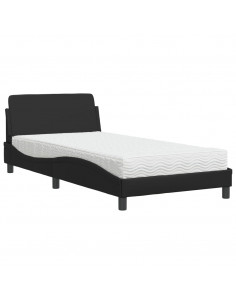 Letto con Materasso Nero 100x200 cm in Similpelle 2