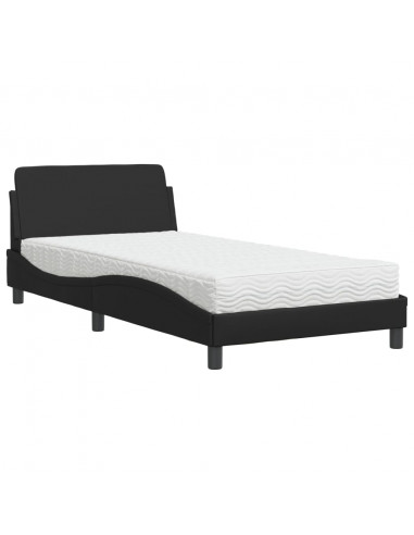 Letto con Materasso Nero 100x200 cm in Similpelle