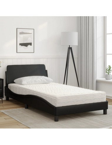 Letto con Materasso Nero 100x200 cm in Similpelle