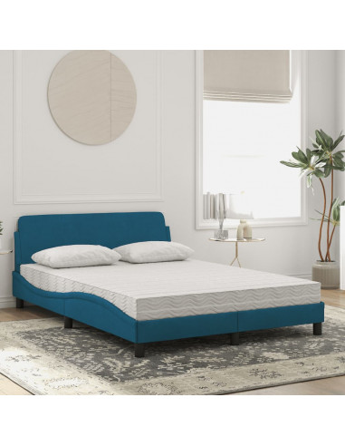 Letto con Materasso Blu 140x190 cm in Velluto
