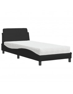 Letto con Materasso Nero 90x190 cm in Similpelle 2