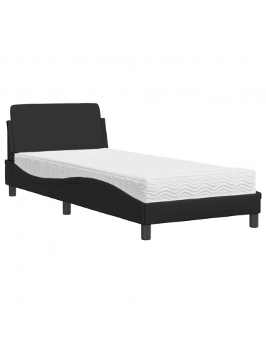 Letto con Materasso Nero 90x190 cm in Similpelle