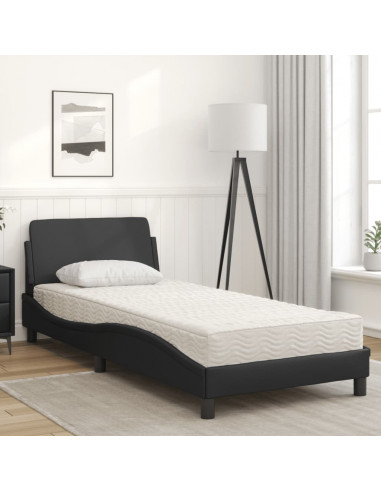 Letto con Materasso Nero 90x190 cm in Similpelle