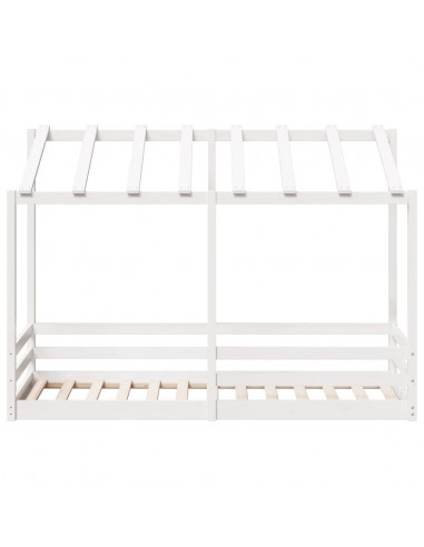 Letto per Bambini con Tetto Bianco 75x190cm Legno Massello Pino