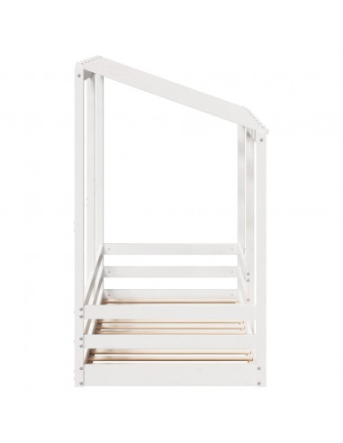 Letto per Bambini con Tetto Bianco 75x190cm Legno Massello Pino