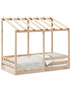 Letto per Bambini con Tetto 80x160 cm in Legno Massello di Pino 2