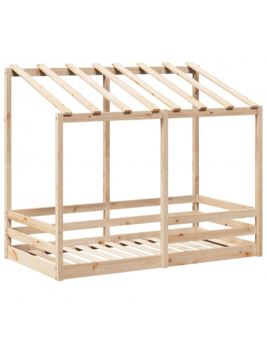 Letto per Bambini con Tetto 80x160 cm in Legno Massello di Pino
