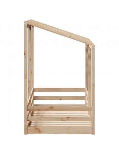 Letto per Bambini con Tetto 80x160 cm in Legno Massello di Pino