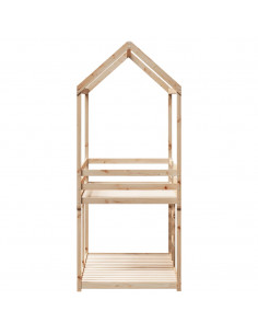 Letto a Castello con Tetto 90x200 cm in Legno Massello di Pino 2