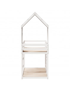 Letto a Castello con Tetto Bianco 90x200 cm in Legno di Pino 2