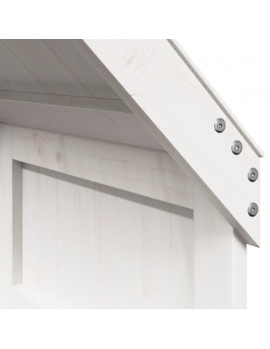 Letto a Castello con Tetto Bianco 90x200 cm in Legno di Pino