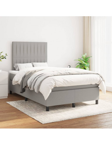 Giroletto a Molle con Materasso Grigio Chiaro 120x190cm Tessuto