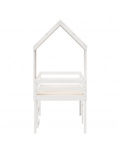 Letto a Soppalco con Tetto Bianco 90x190 cm in Legno di Pino 2