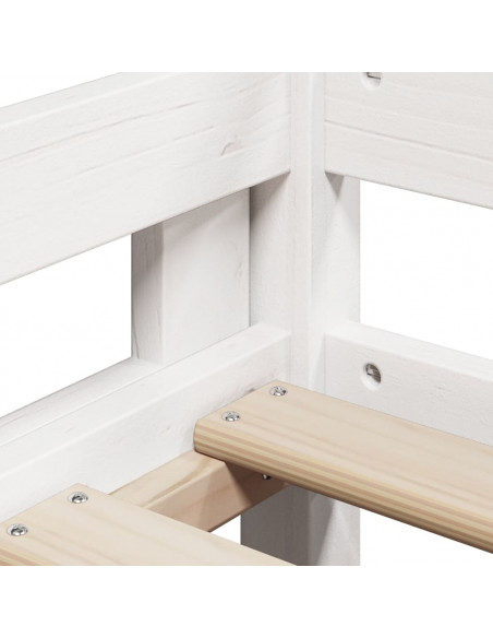 Letto a Soppalco con Tetto Bianco 90x190 cm in Legno di Pino