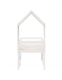 Letto a Soppalco con Tetto Bianco 75x190 cm in Legno di Pino 2
