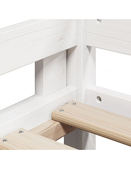Letto a Soppalco con Tetto Bianco 75x190 cm in Legno di Pino