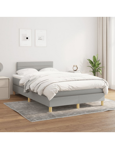 Giroletto a Molle con Materasso Grigio Chiaro 120x190cm Tessuto