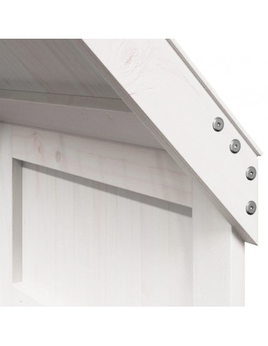 Letto a Soppalco con Tetto Bianco 75x190 cm in Legno di Pino