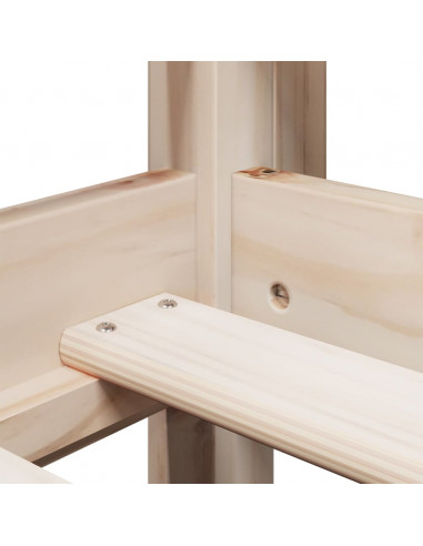 Letto a Soppalco con Tetto 90x190 cm Legno Massello di Pino