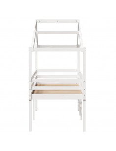 Letto a Soppalco con Tetto Bianco 75x190 cm in Legno di Pino 2