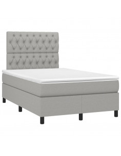 Giroletto a Molle con Materasso Grigio Chiaro 120x190cm Tessuto 2