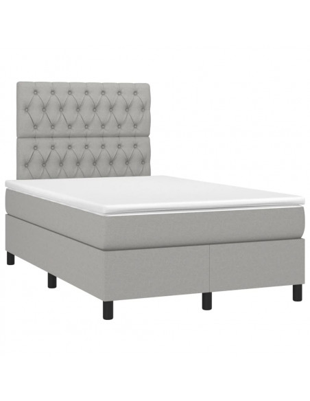 Giroletto a Molle con Materasso Grigio Chiaro 120x190cm Tessuto